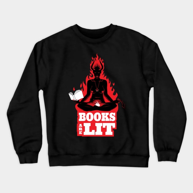 Books Are Lit Sexy Demon Crewneck Sweatshirt by atomguy